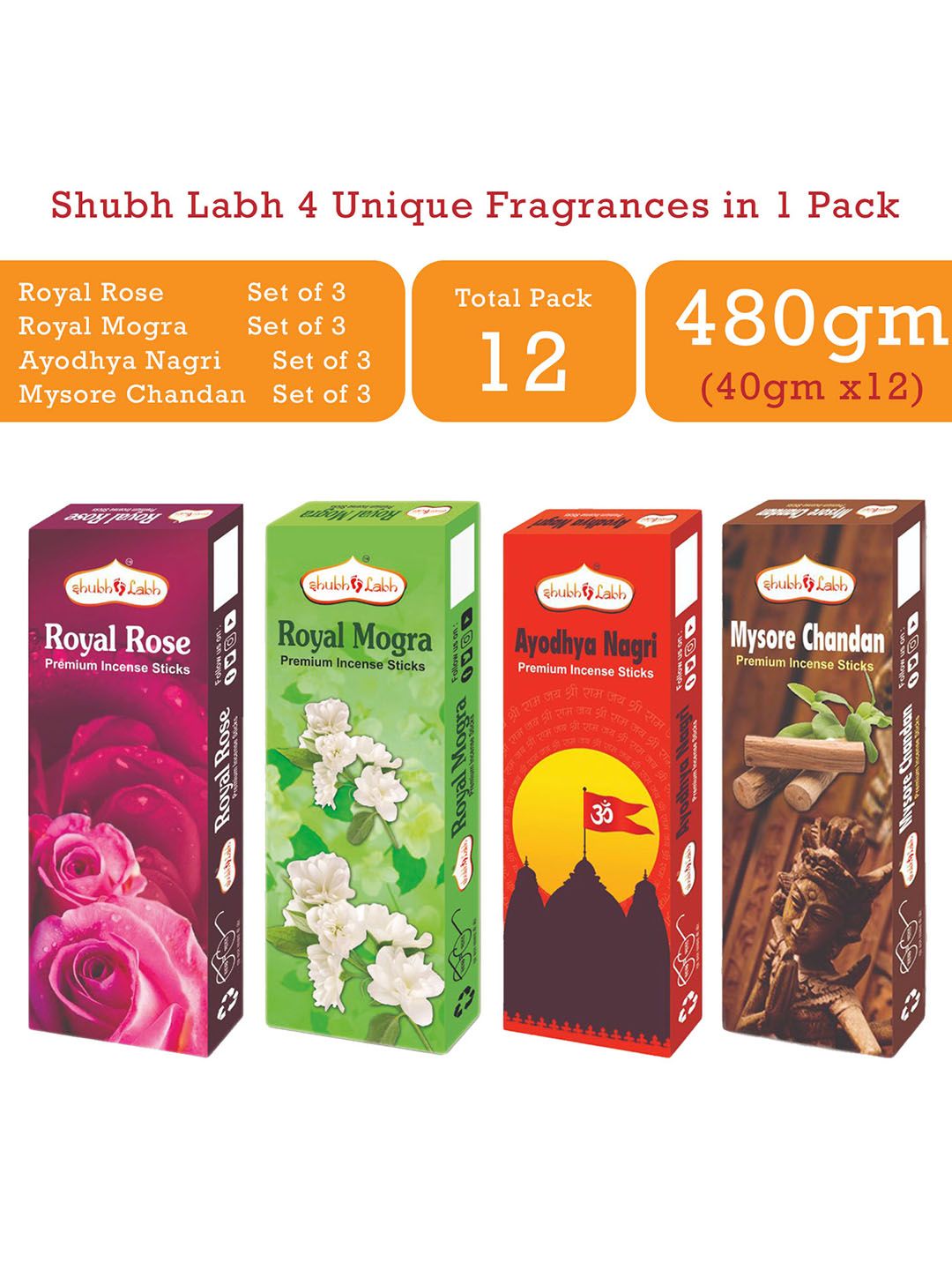 Shubh Labh Set of 12 Black Incense Sticks Price in India