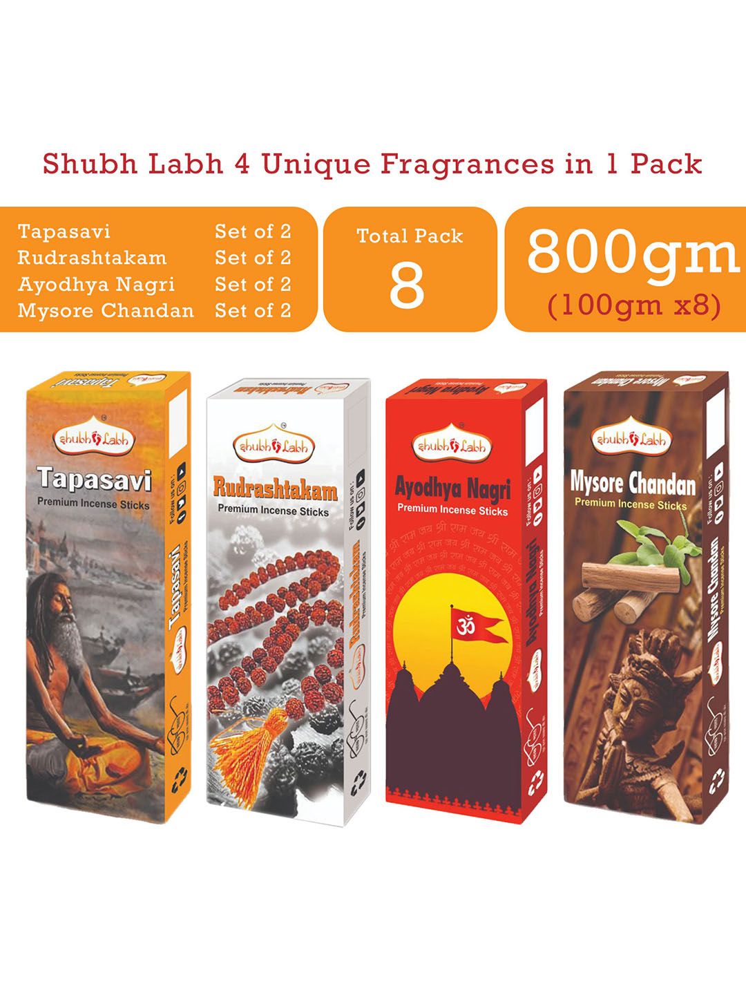 Shubh Labh Set Of 8 Black Incense Stick Price in India