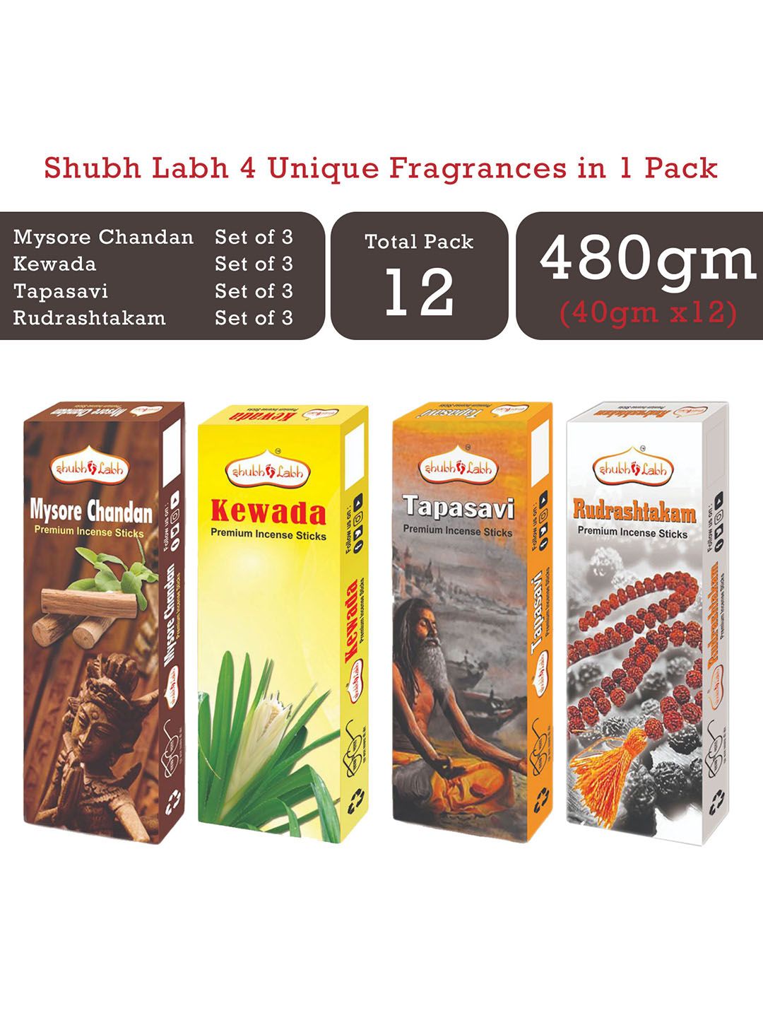 Shubh Labh Set Of 12 Black Incense Stick Price in India