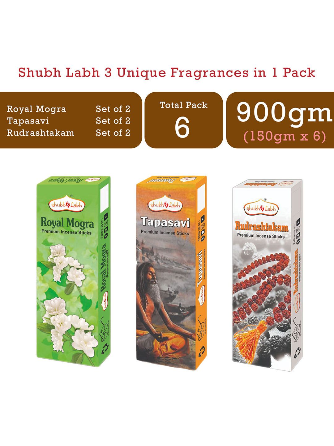 Shubh Labh Set of 6 Black Incense Sticks Price in India