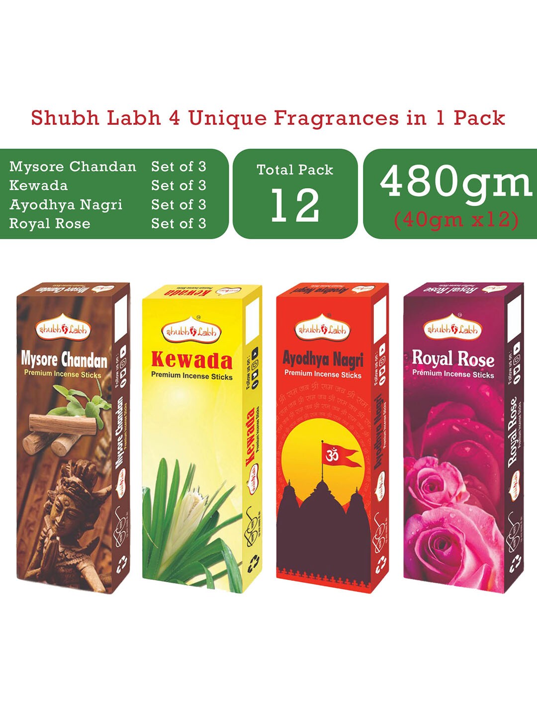 Shubh Labh Set Of 12 Black Incense Stick Price in India