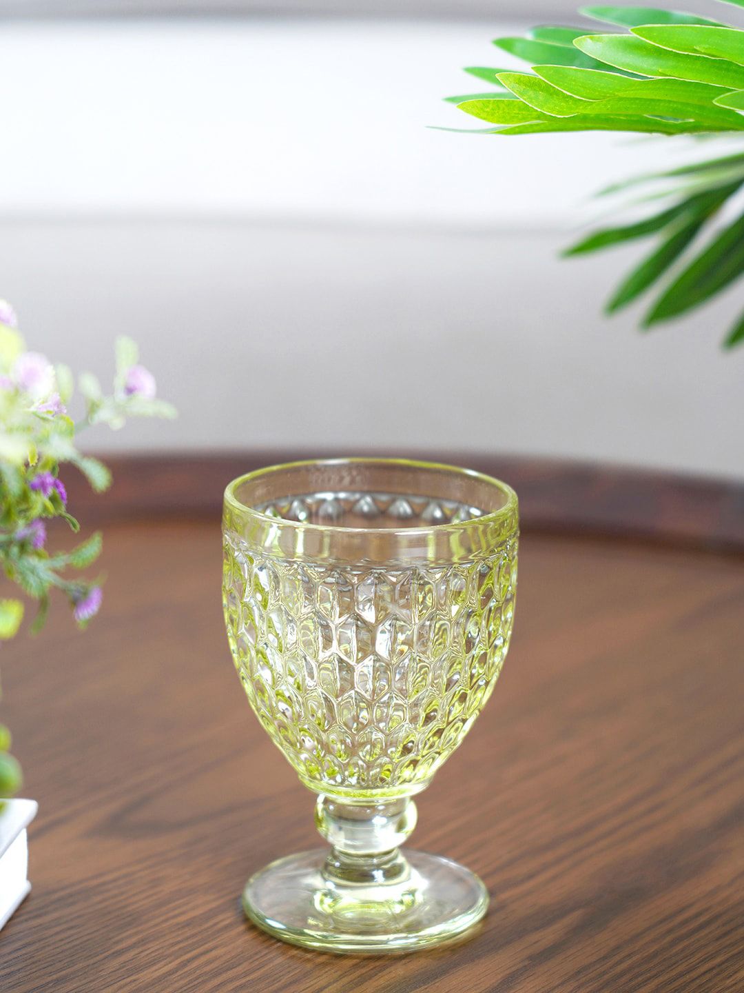 Pure Home and Living Set of 6 Green Wine Glass Price in India