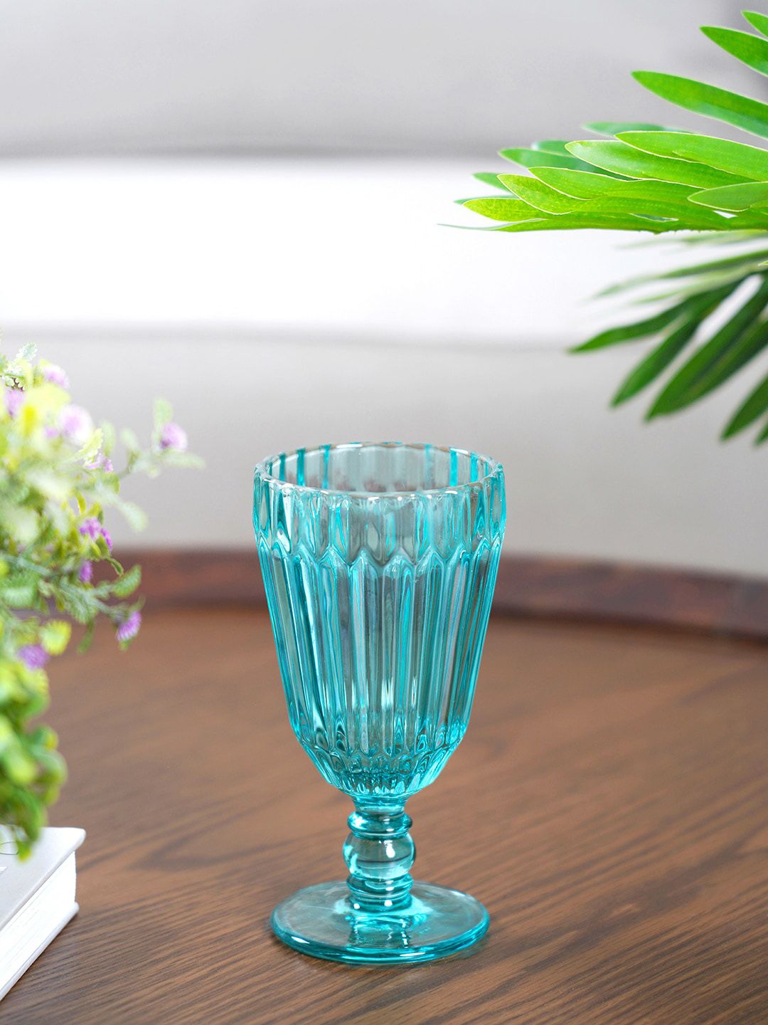 Pure Home and Living Set Of 6 Blue Patterned Wine Glass Price in India