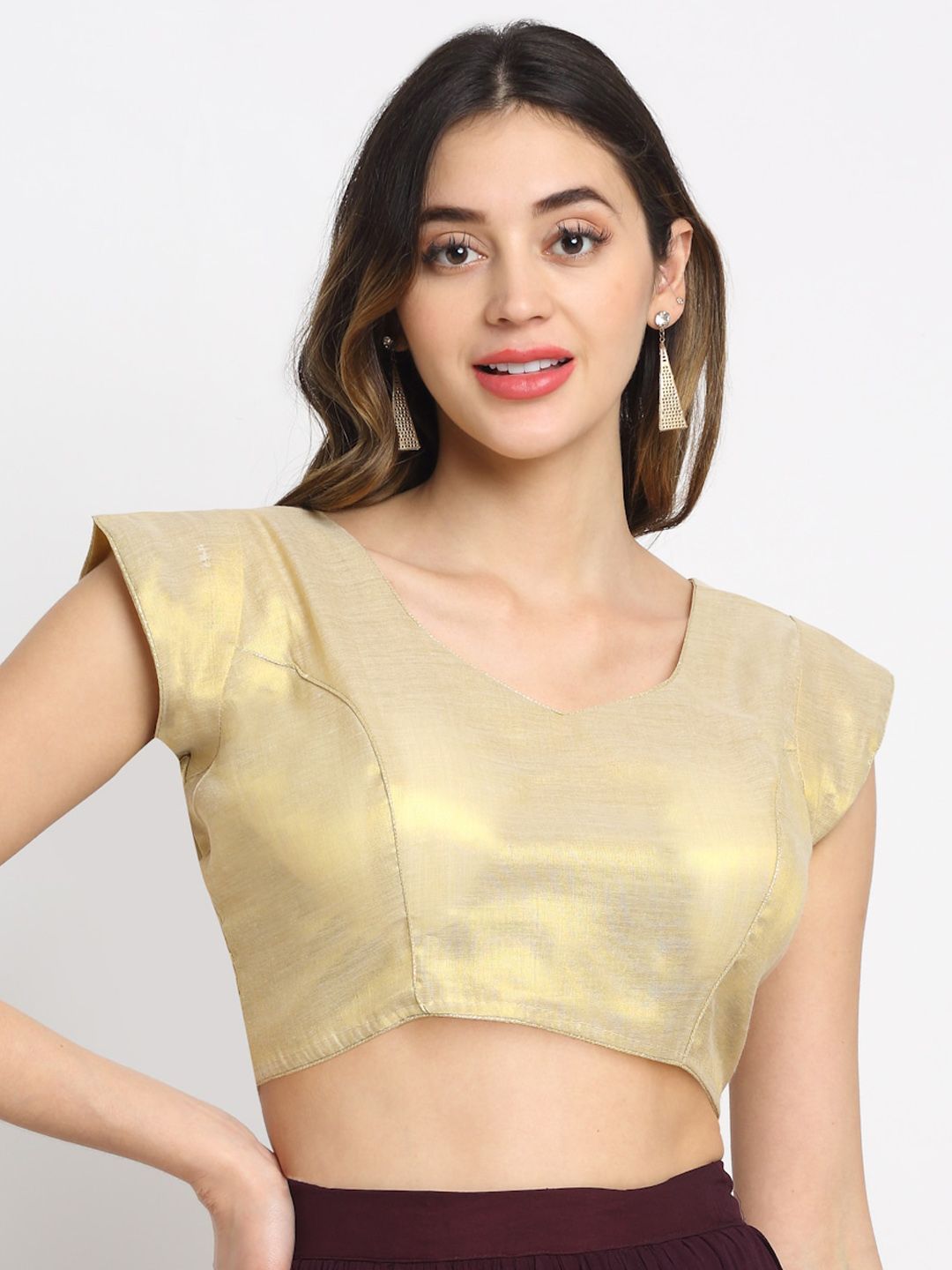 Grancy Women Gold-Toned Silk Saree Blouse Price in India