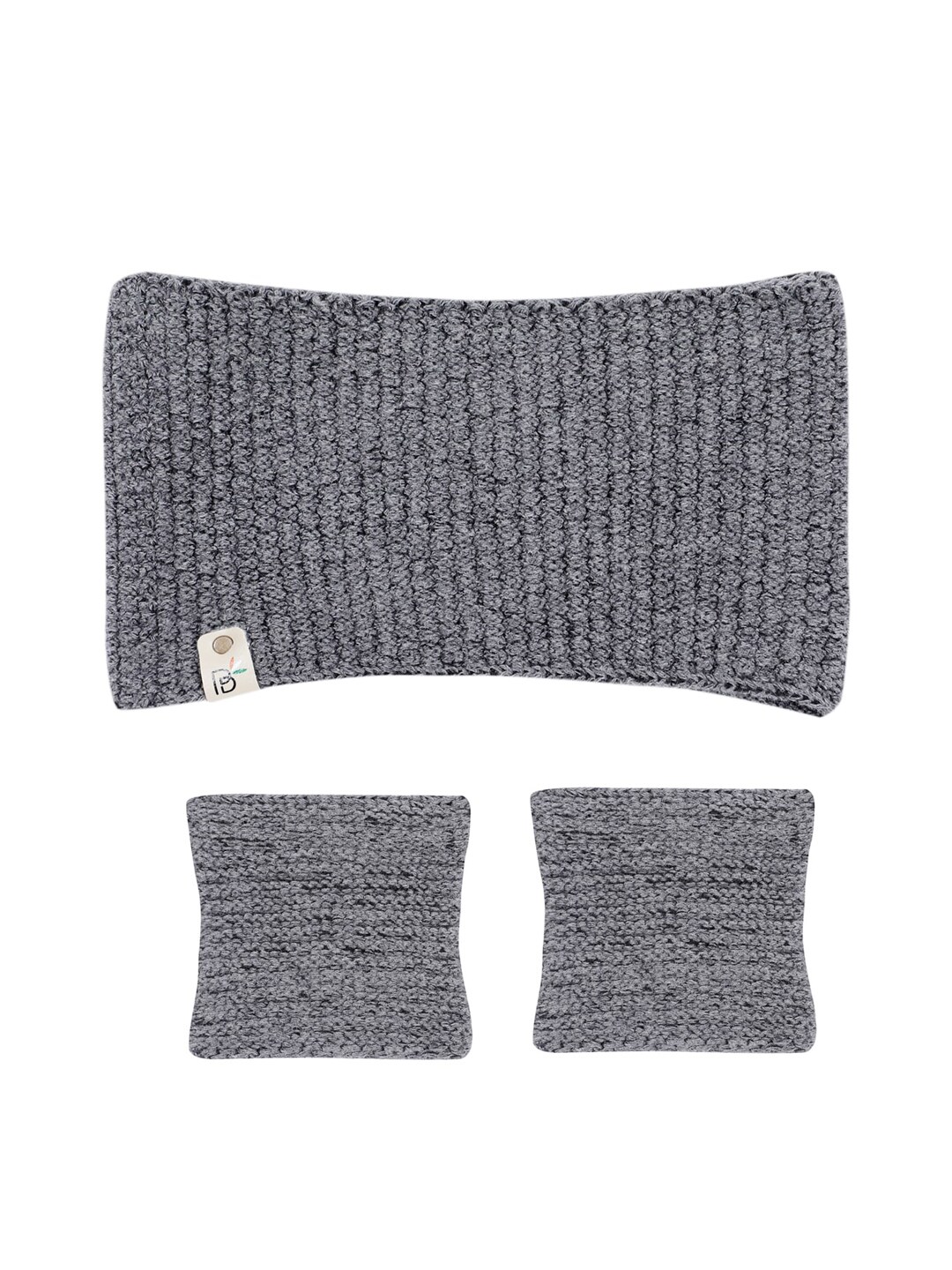 Bharatasya Set Of 3 Grey Knitted Cotton Headband and Wristbands Price in India