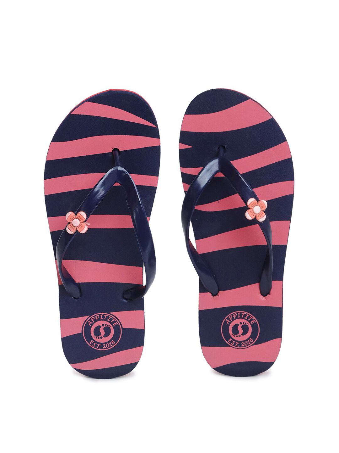 APPITITE Women Blue & Pink Printed Rubber Slip-On Price in India