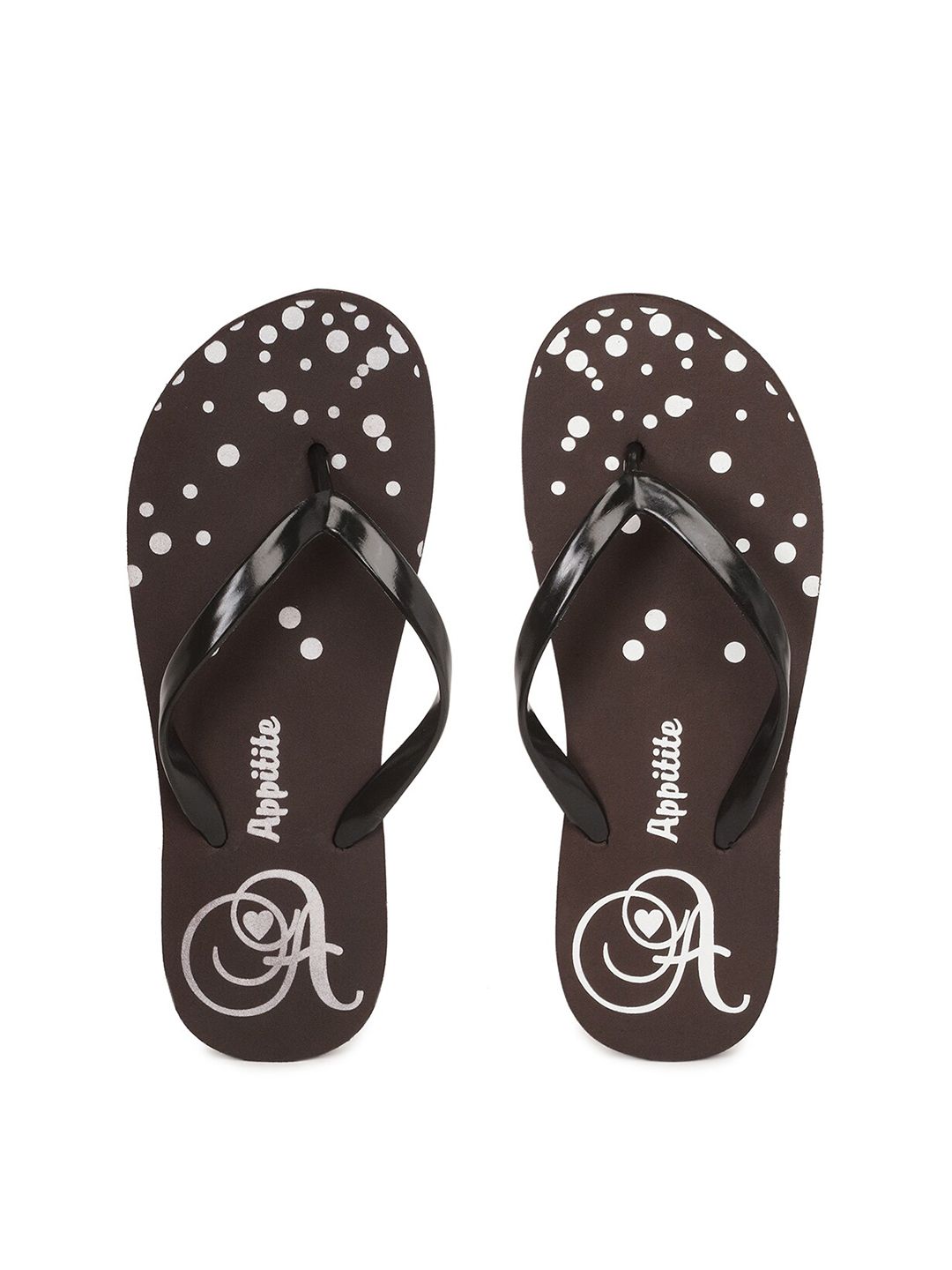 APPITITE Women Brown & White Printed Rubber Thong Flip-Flops Price in India