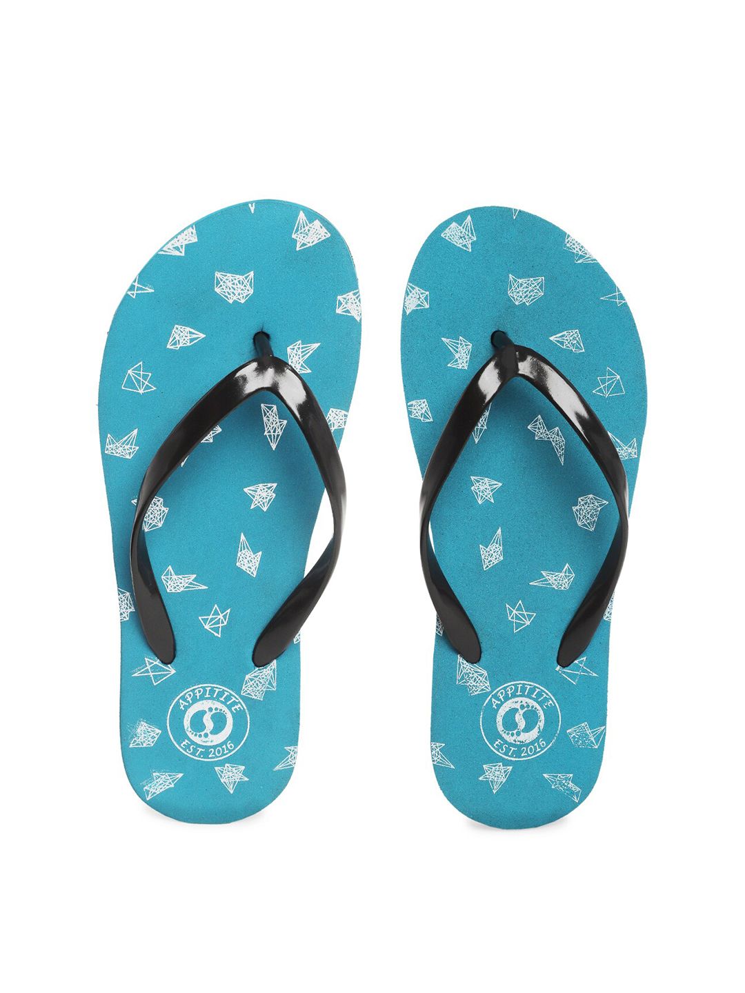 APPITITE Women Blue & Black Printed Rubber Slip-On Price in India