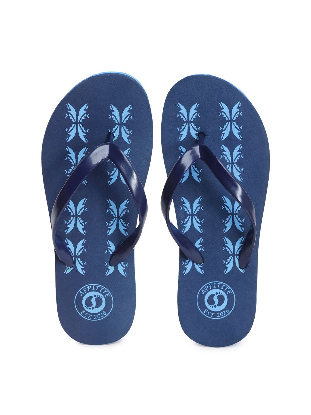 APPITITE Women Blue Printed Rubber Thong Flip-Flops Price in India