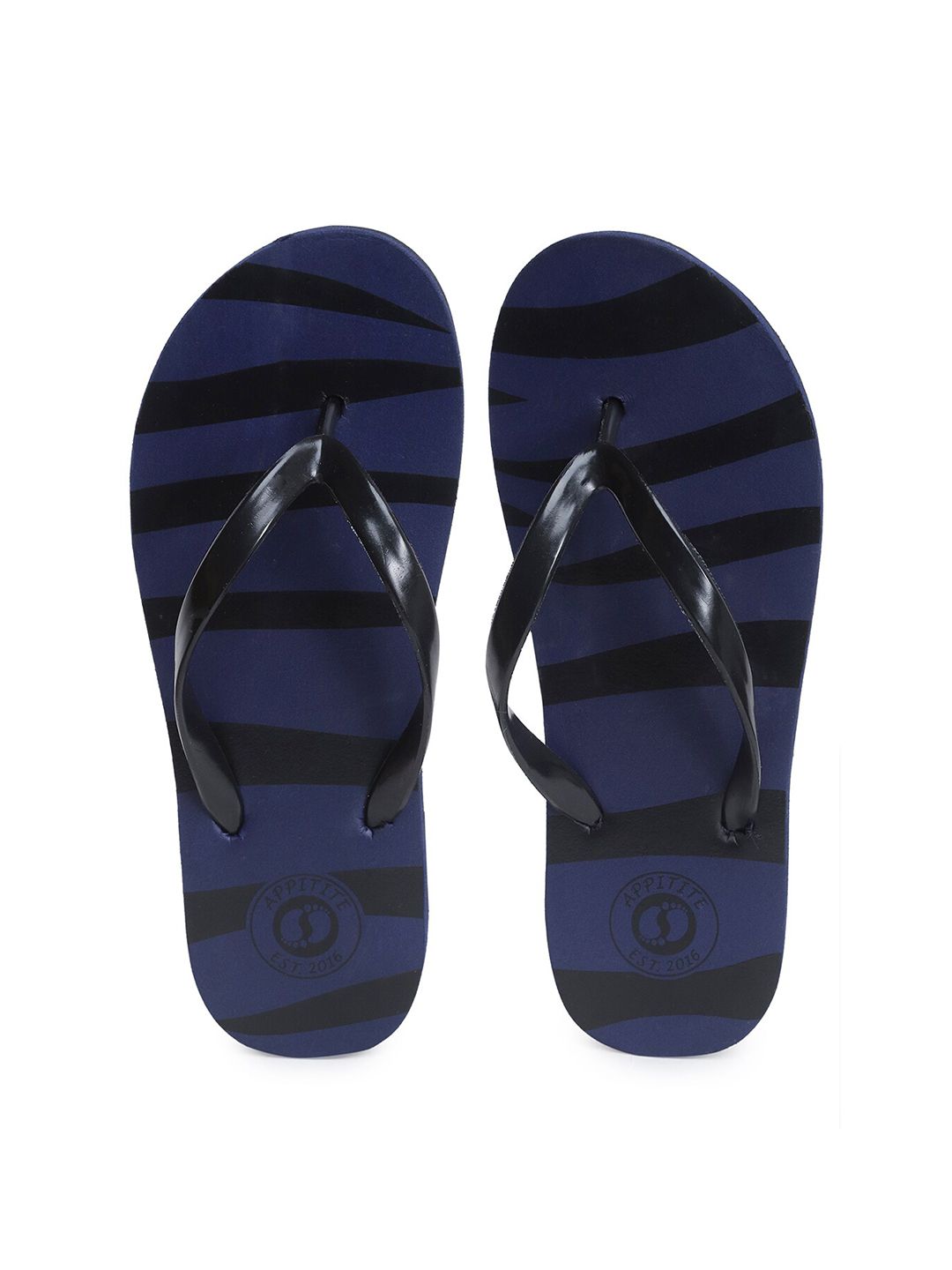 APPITITE Women Blue & Black Printed Rubber Slip-On Price in India