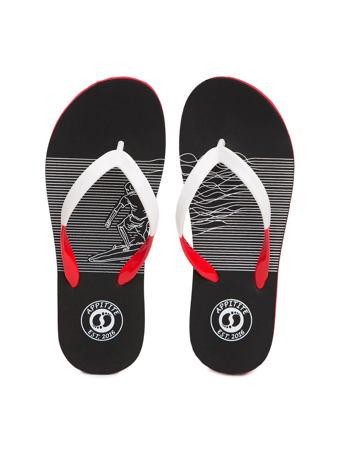 APPITITE Women Black & White Printed Rubber Thong Flip-Flops Price in India