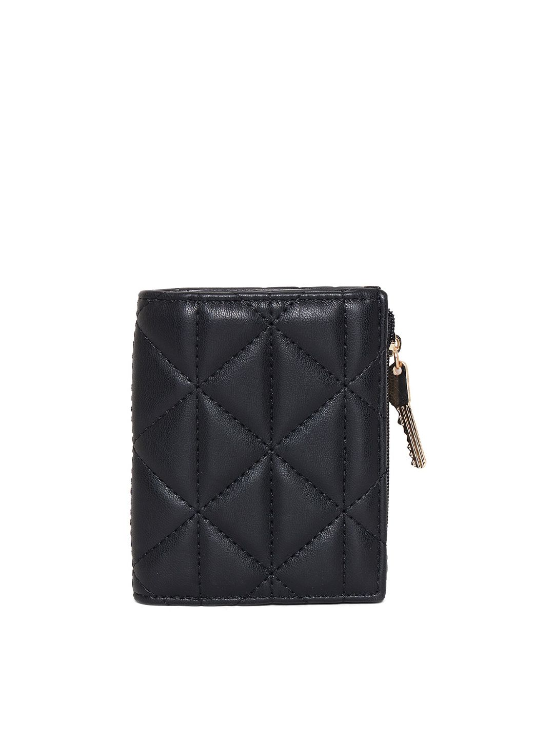 Call It Spring Women Black Two Fold Wallet with Quilted Detail Price in India