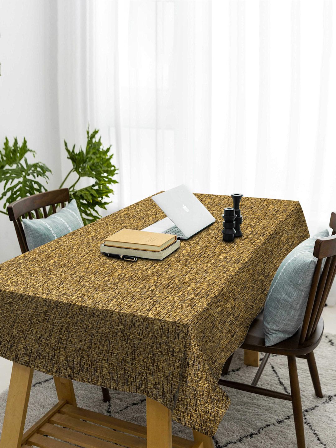 KLOTTHE Yellow Printed 6-Seater Cotton Table Covers Price in India