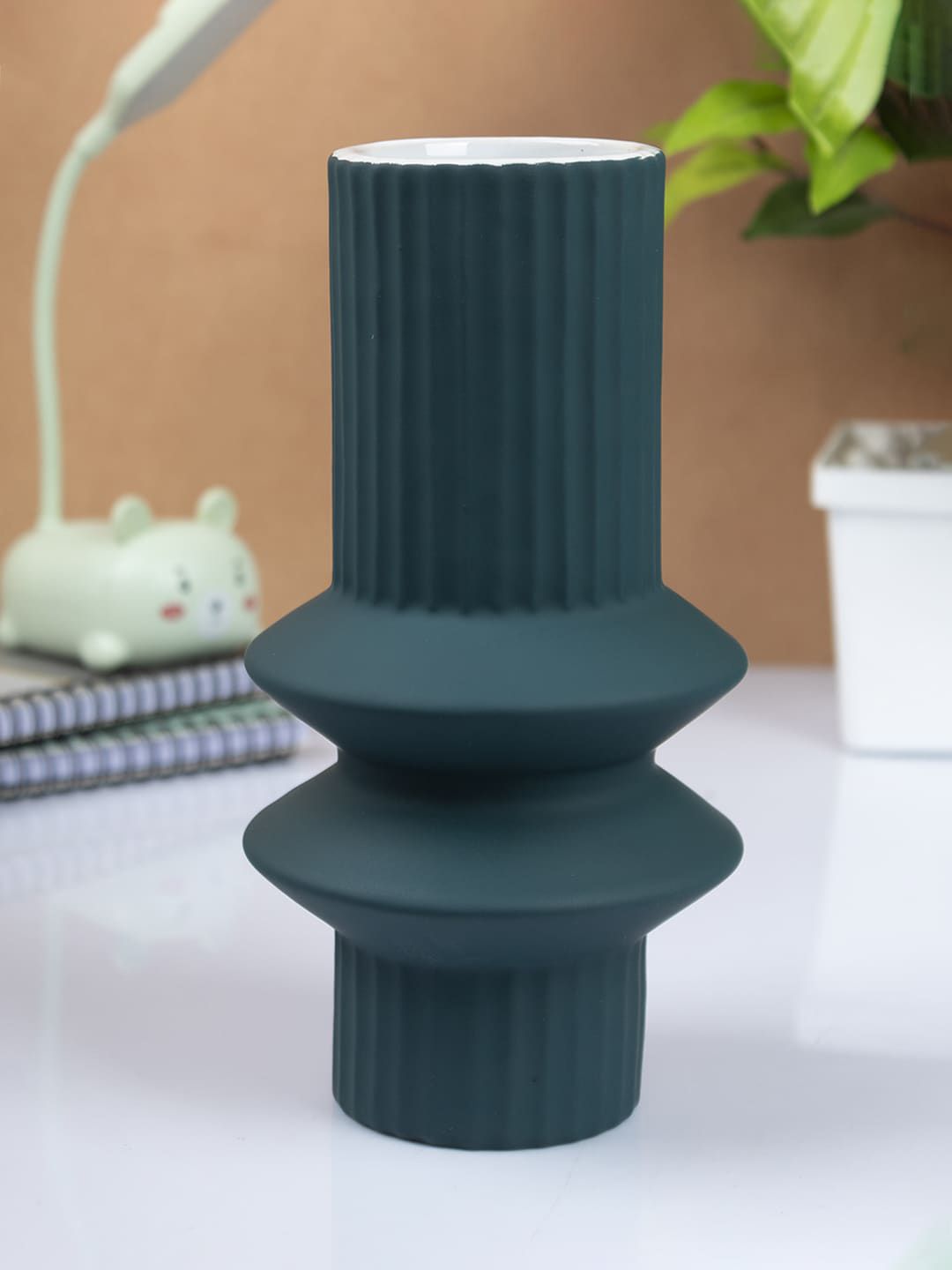 MARKET99 Sea Green Textured Ceramic Vases Price in India