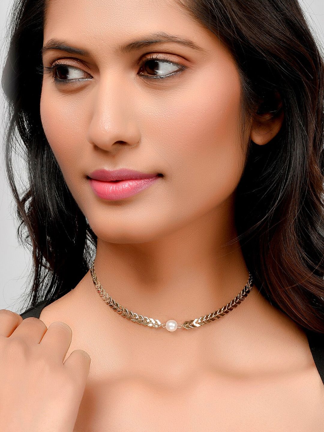 AQUASTREET Gold-Toned & White Gold-Plated Choker Necklace Price in India