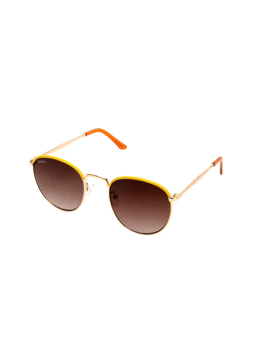 Roadies Unisex Brown Lens & Gold-Toned Round Sunglasses with UV Protected Lens