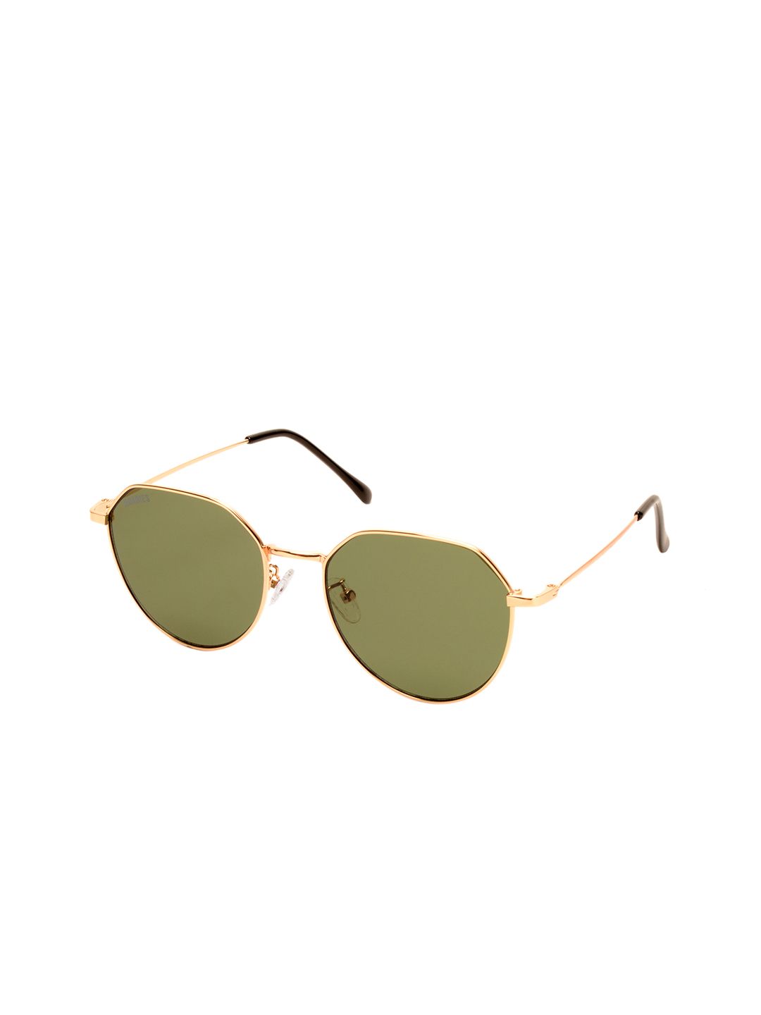 Roadies Unisex Green Lens & Gold-Toned Rectangle Sunglasses with UV Protected Lens