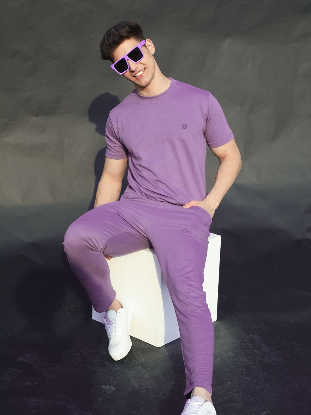 CHKOKKO CHKOKKO Men Purple Casual Wear Co-ord Sets