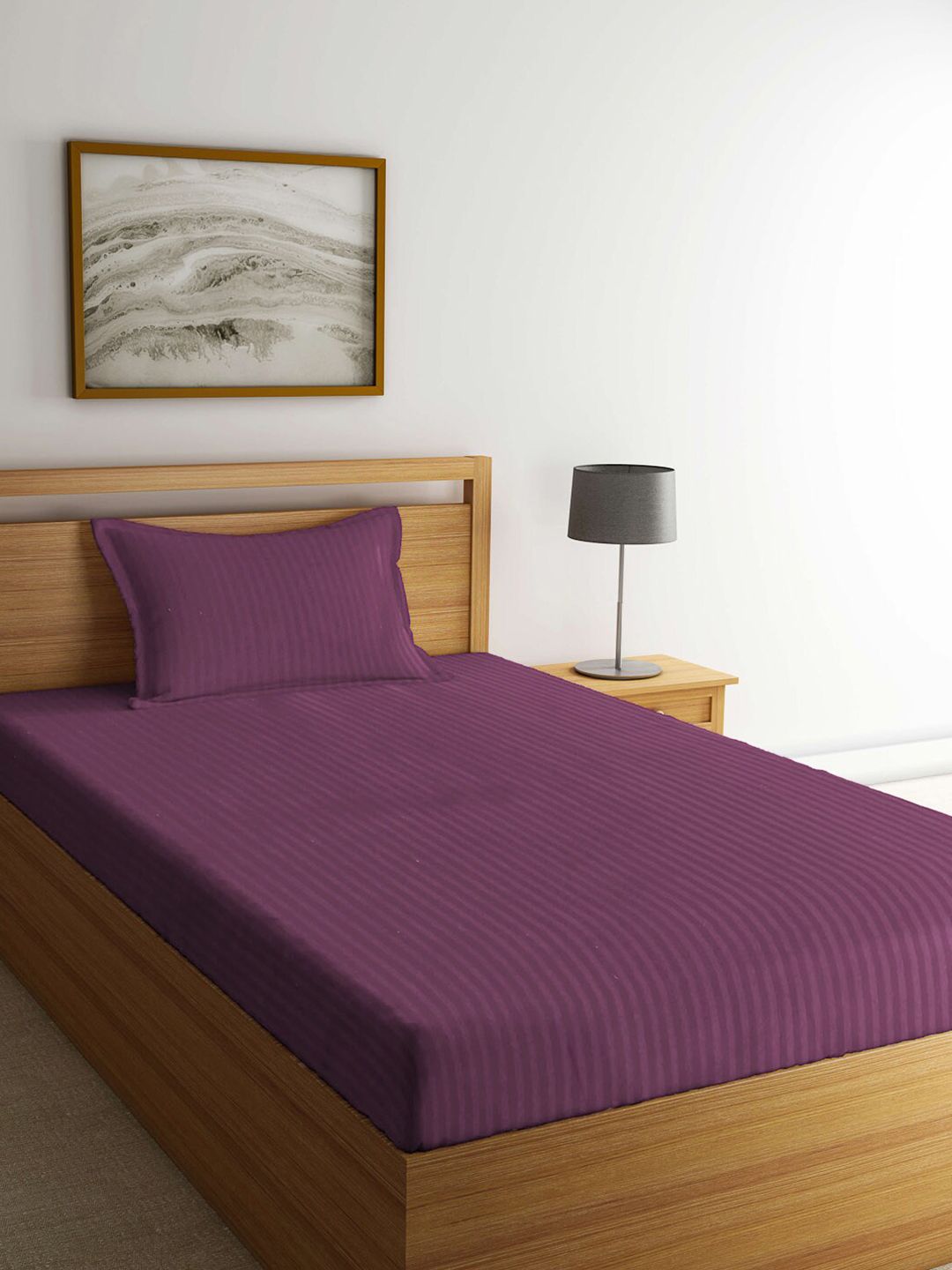 KLOTTHE Burgundy 210 TC Single Bedsheet with 1 Pillow Covers Price in India