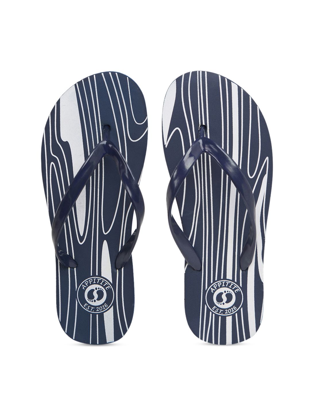 APPITITE Women Blue Printed Rubber Thong Flip-Flops Price in India