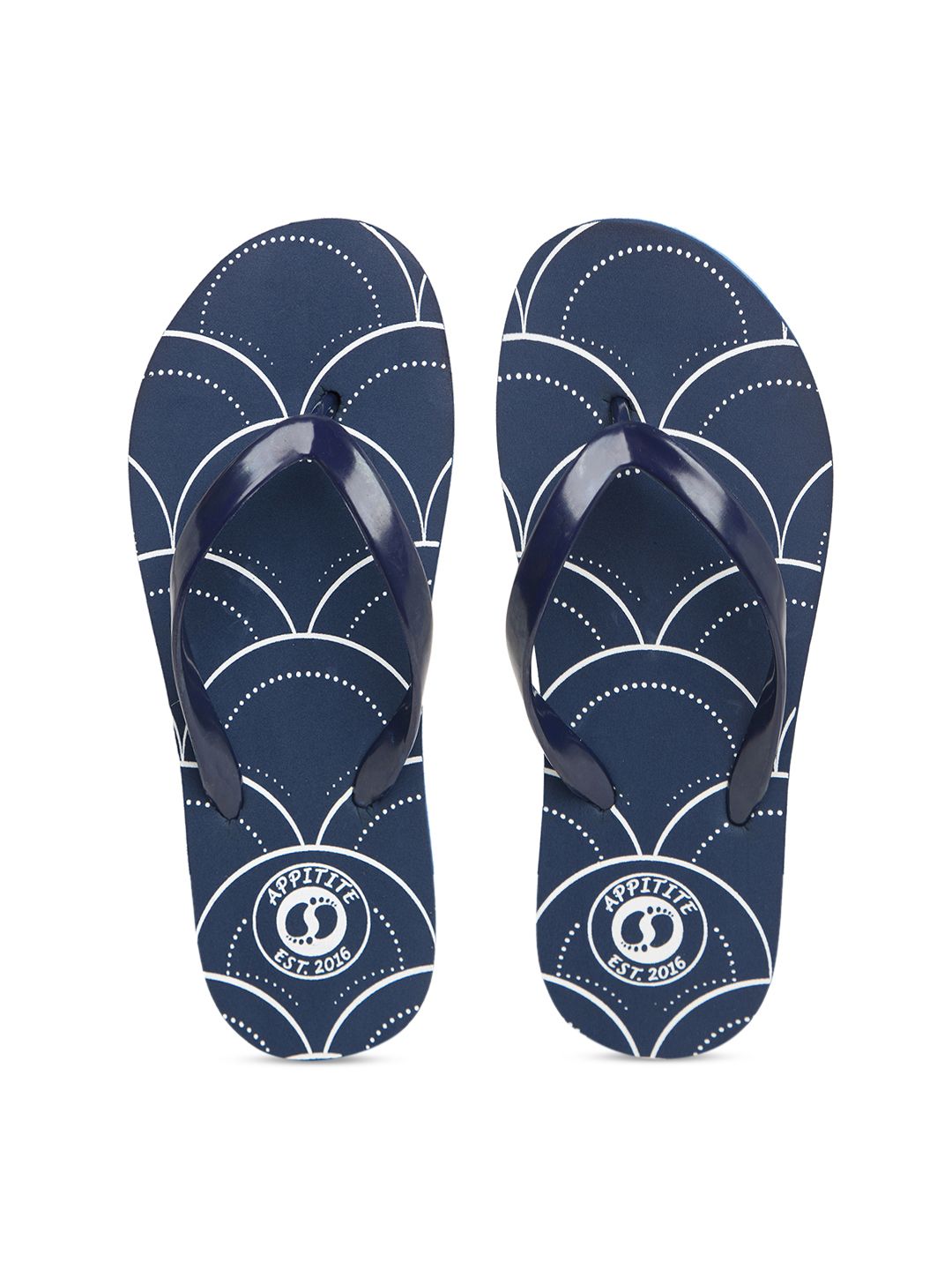 APPITITE Women Blue & White Printed Rubber Thong Flip-Flops Price in India