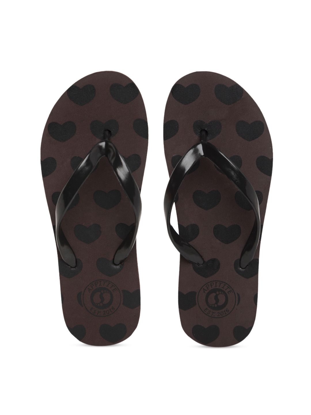 APPITITE Women Brown & Black Printed Rubber Thong Flip-Flops Price in India