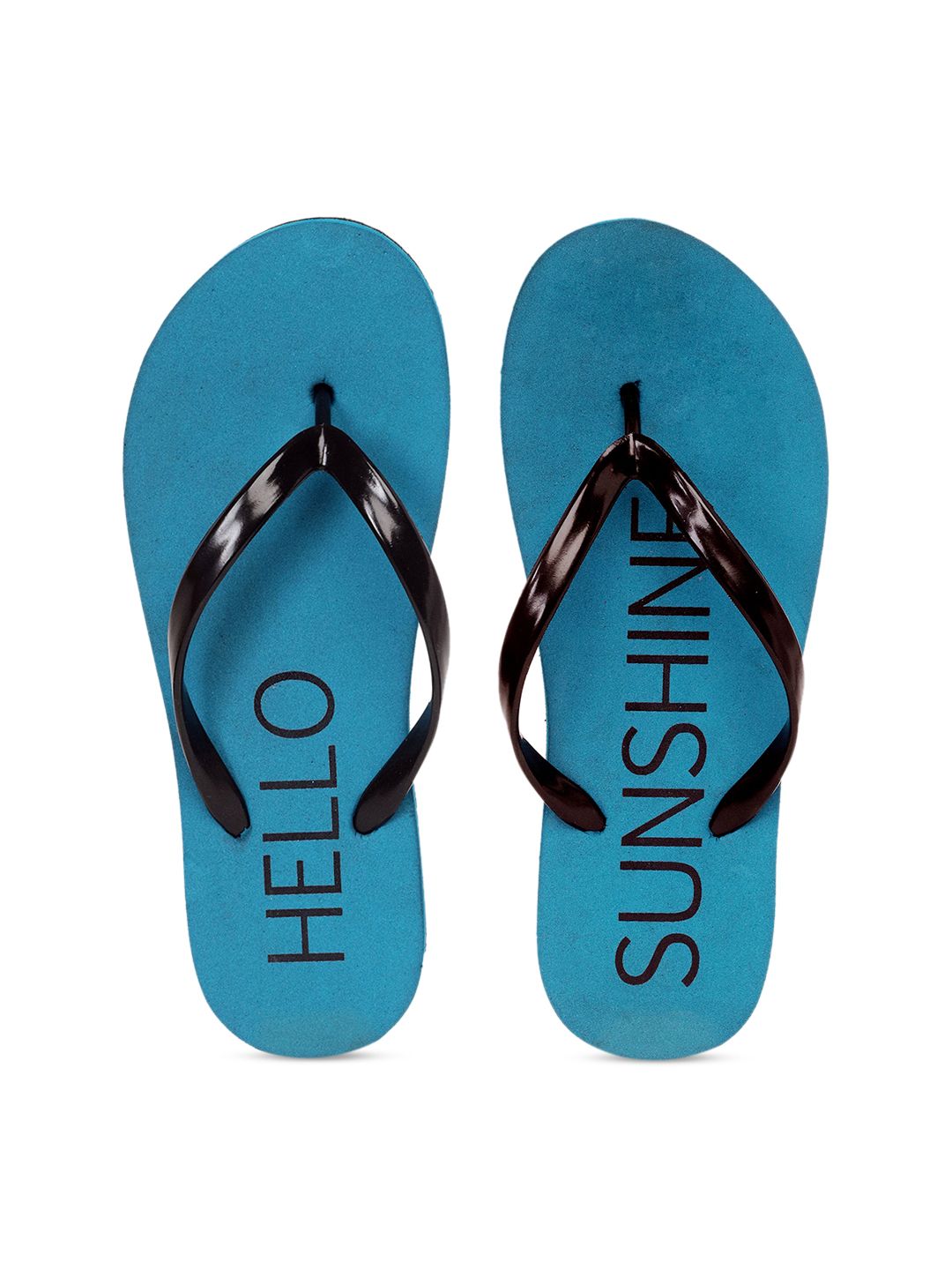 APPITITE Women Blue & Black Printed Rubber Thong Flip-Flops Price in India