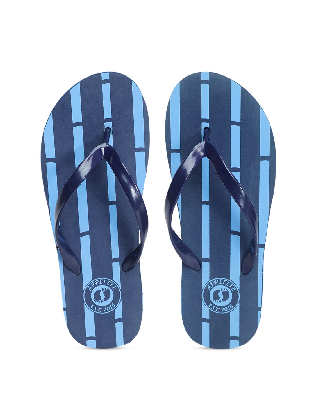 APPITITE Women Blue Printed Rubber Thong Flip-Flops Price in India