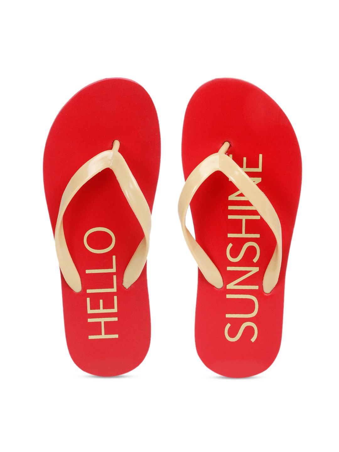 APPITITE Women Red & Beige Printed Rubber Thong Flip-Flops Price in India