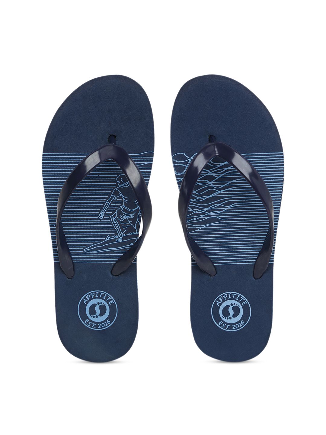 APPITITE Women Blue Printed Rubber Thong Flip-Flops Price in India