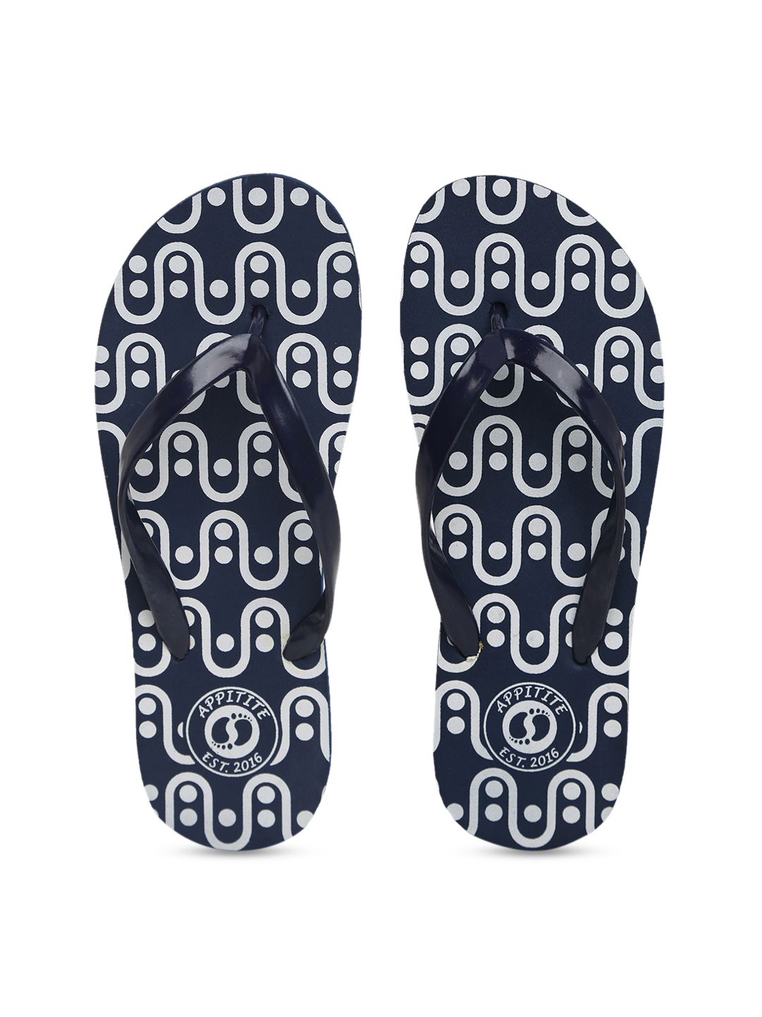 APPITITE Women Blue & White Printed Rubber Thong Flip-Flops Price in India