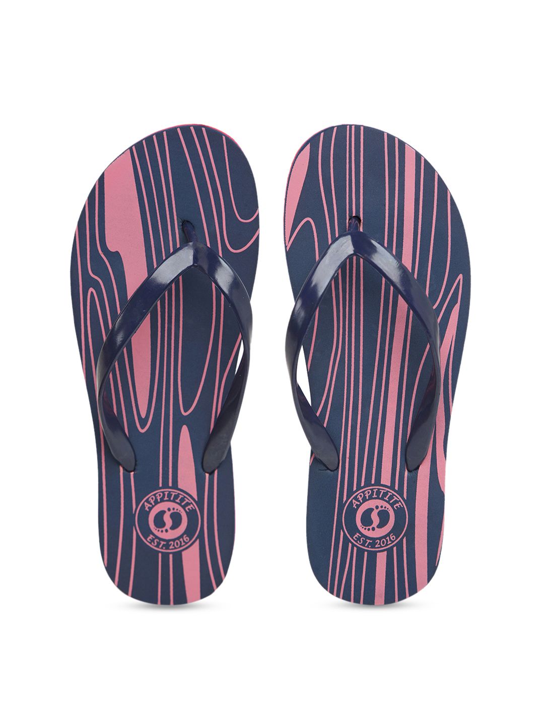 APPITITE Women Blue & Pink Printed Rubber Slip-On Price in India