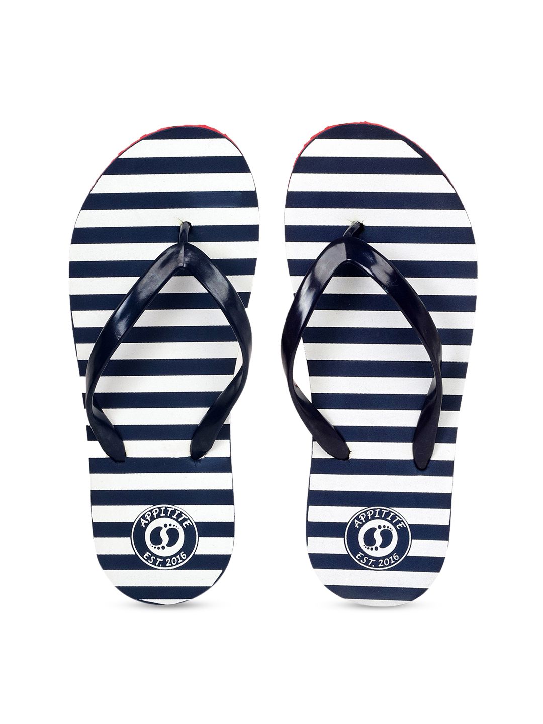 APPITITE Women Blue & White Printed Rubber Thong Flip-Flops Price in India