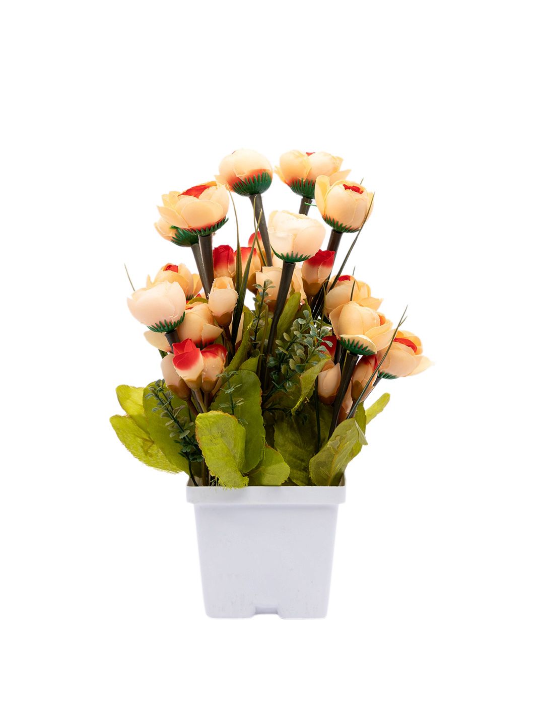 MARKET99 Peach-Coloured & Green Artificial Onion Rose Plant With Pot Price in India