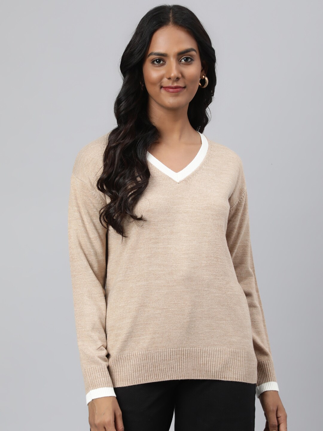 Marks & Spencer Women Camel Brown Solid Pullover Price in India