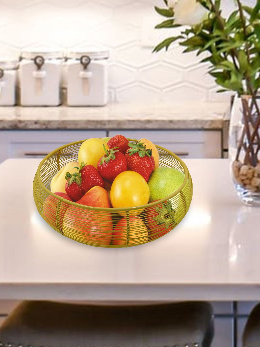 MARKET99 Yellow Solid Metal Wire Fruit Basket Price in India