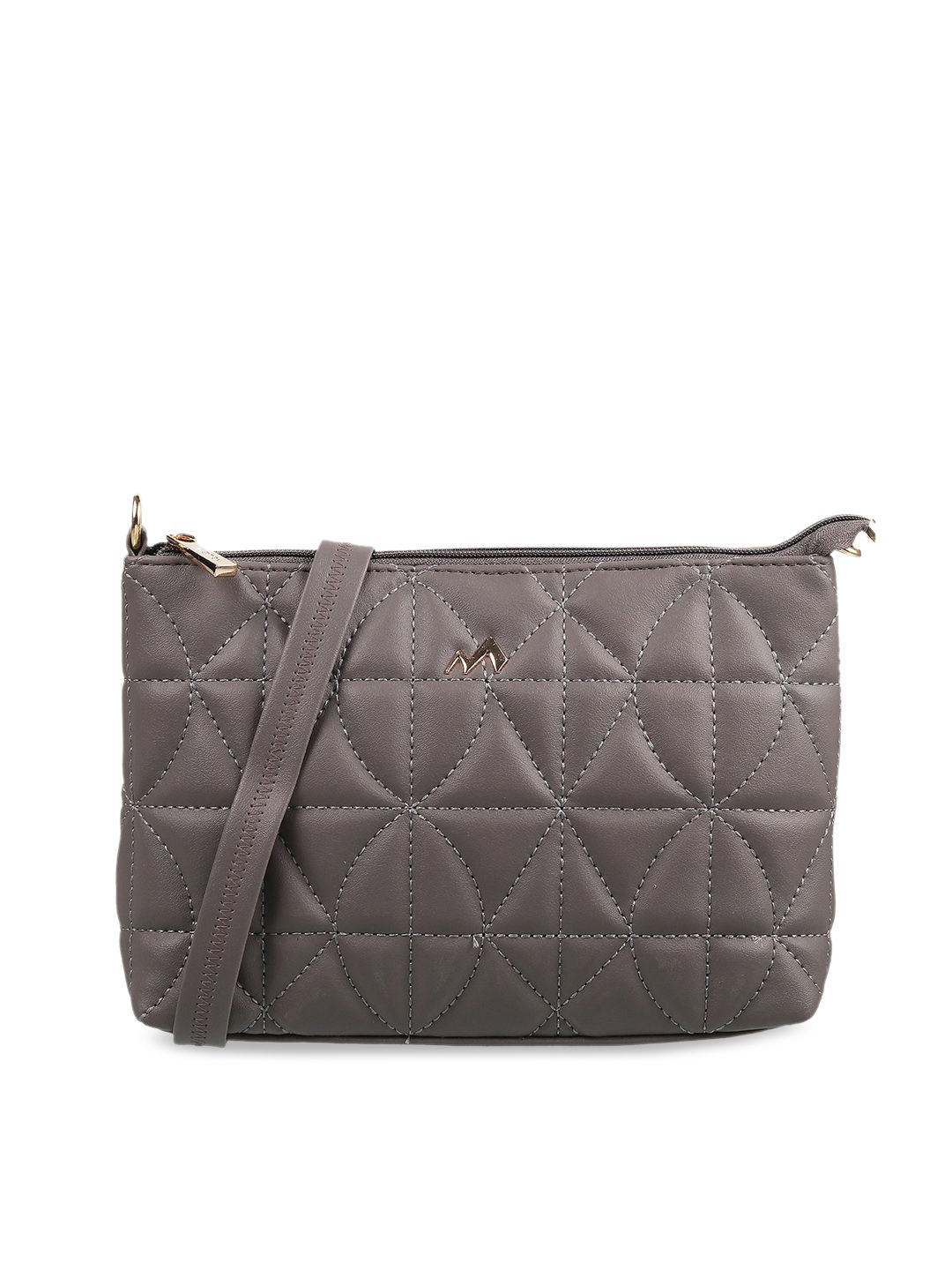 Metro Women Grey Geometric Structured Sling Bag with Quilted Price in India