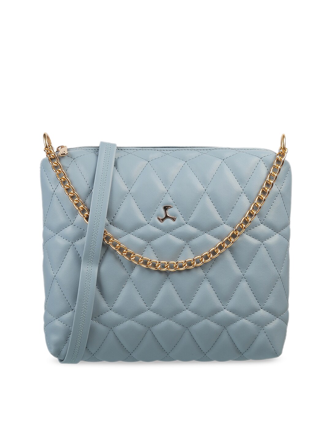 Mochi Blue Geometric Textured Structured Sling Bag Price in India