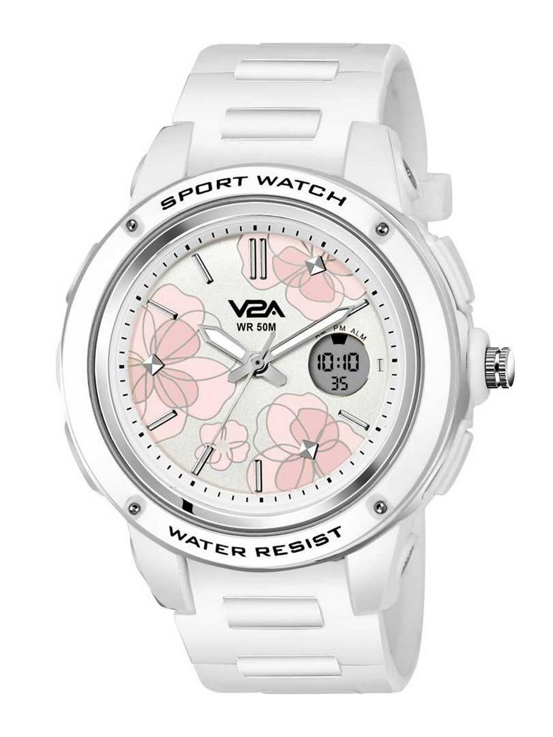 V2A Women White Printed Dial & White Straps Analogue Multi Function Watch V2A-1906-White Price in India