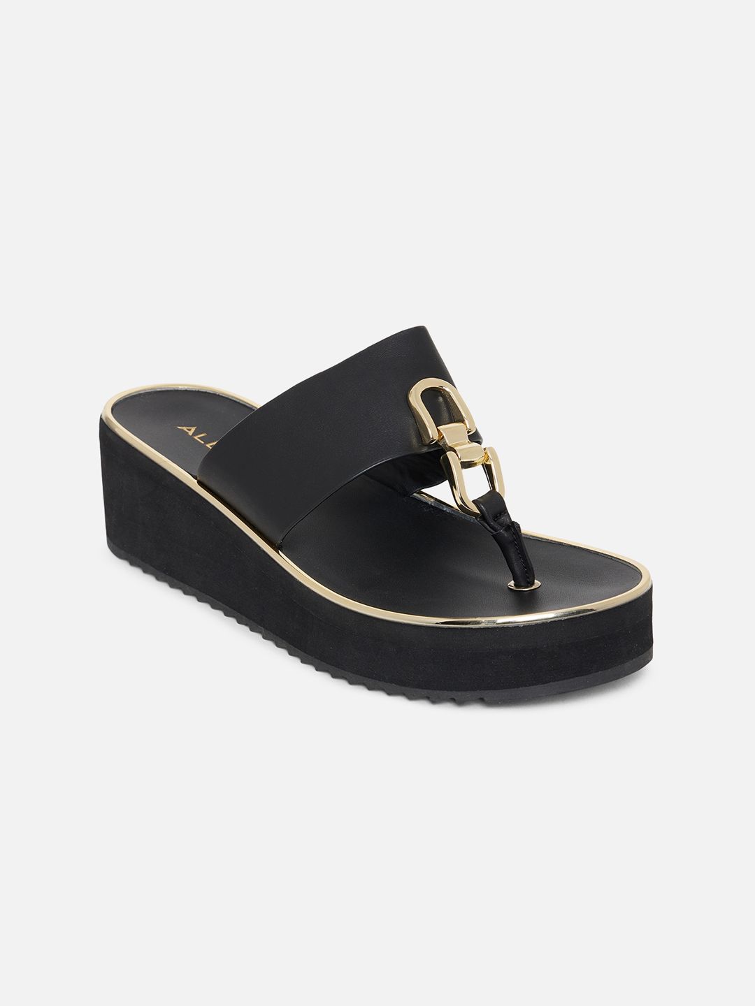 ALDO Black Flatform Sandals Price in India