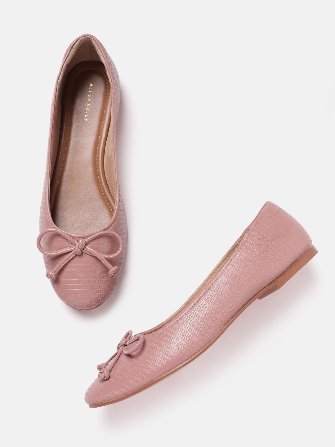 Allen Solly Women Reptile Textured Ballerinas with Bows Detail