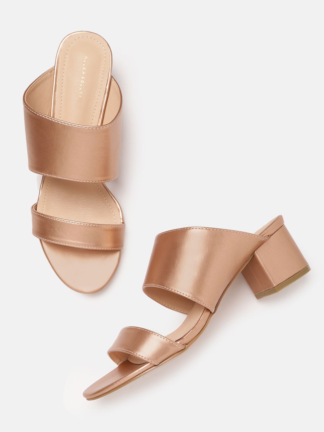 Allen Solly Women Muted Rose Gold-Toned Block Heels Price in India