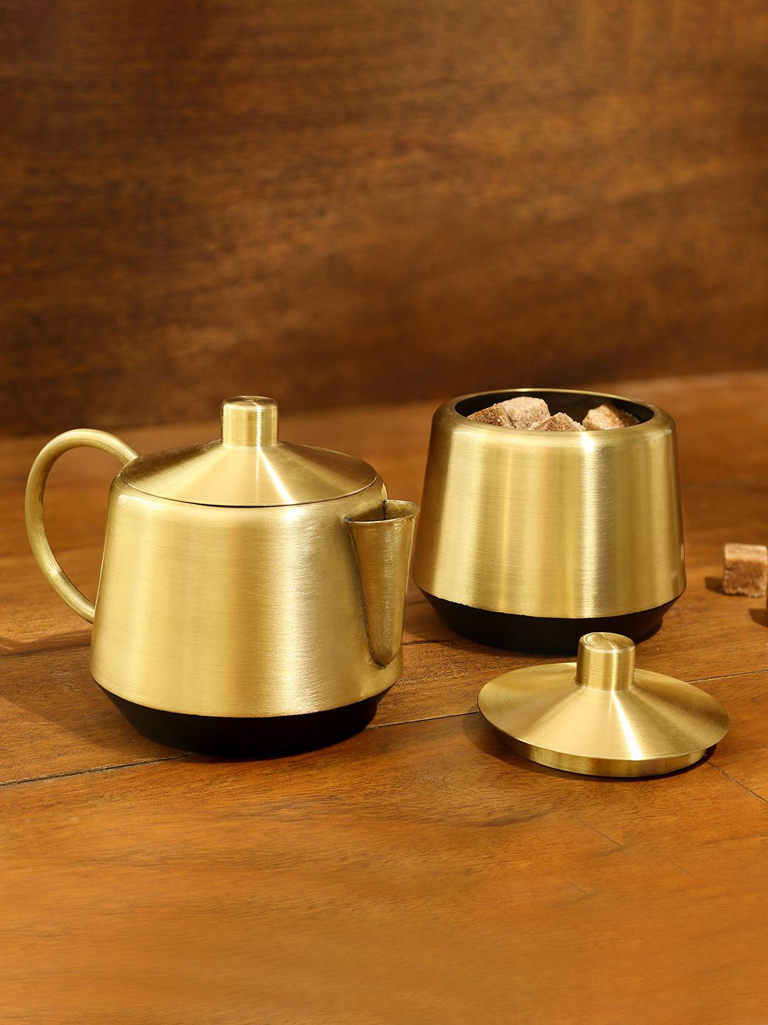 ellementry Gold-Toned Milk & Sugar Kettle Set Price in India