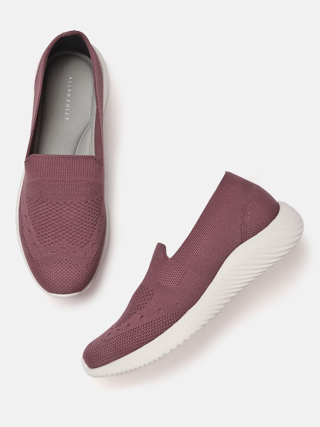 Allen Solly Women Mauve Woven Design Slip-On Sneakers Price in India