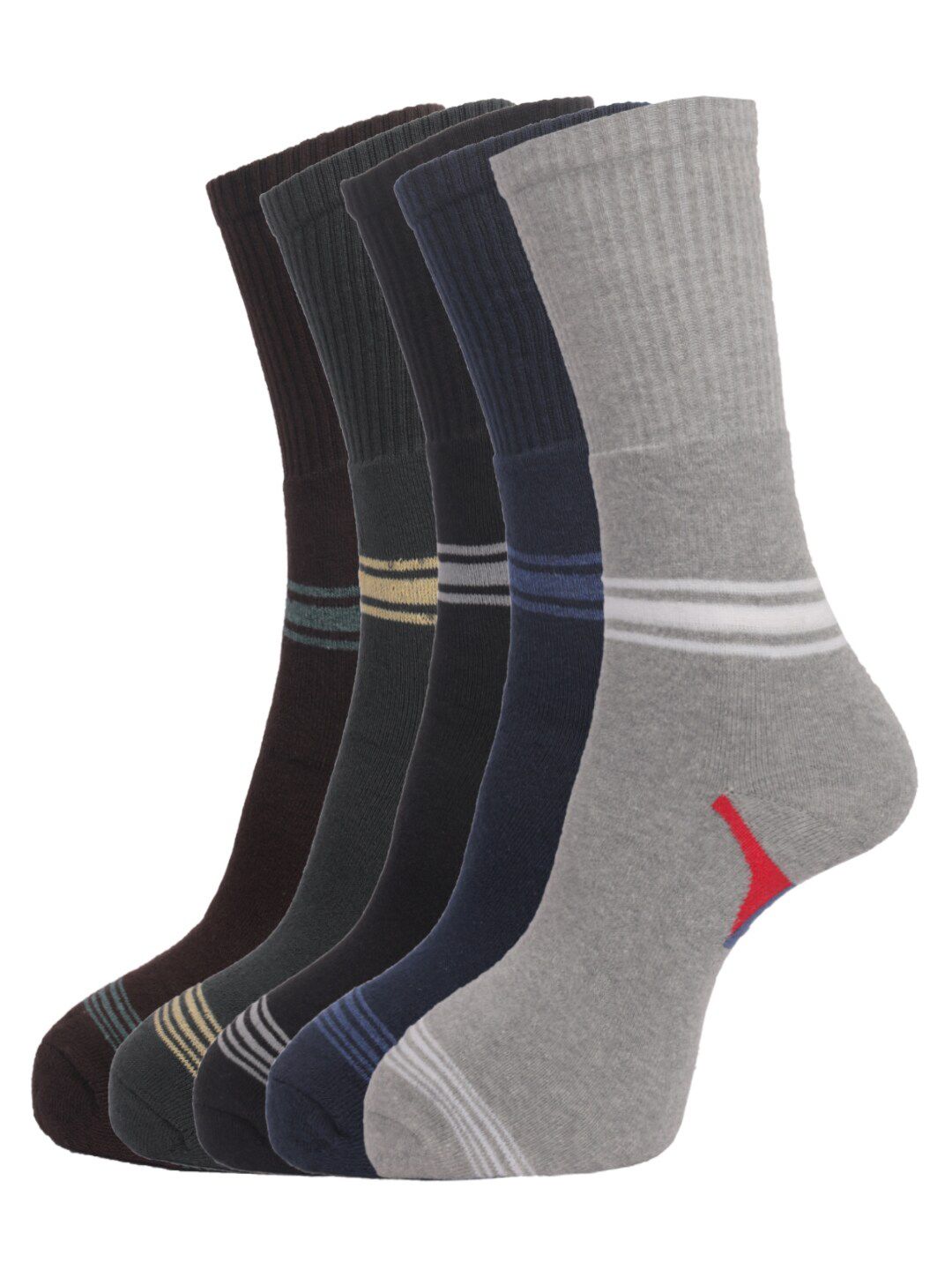 Dollar Socks Men Pack Of 5 Assorted Cotton Above Ankle-Length Socks