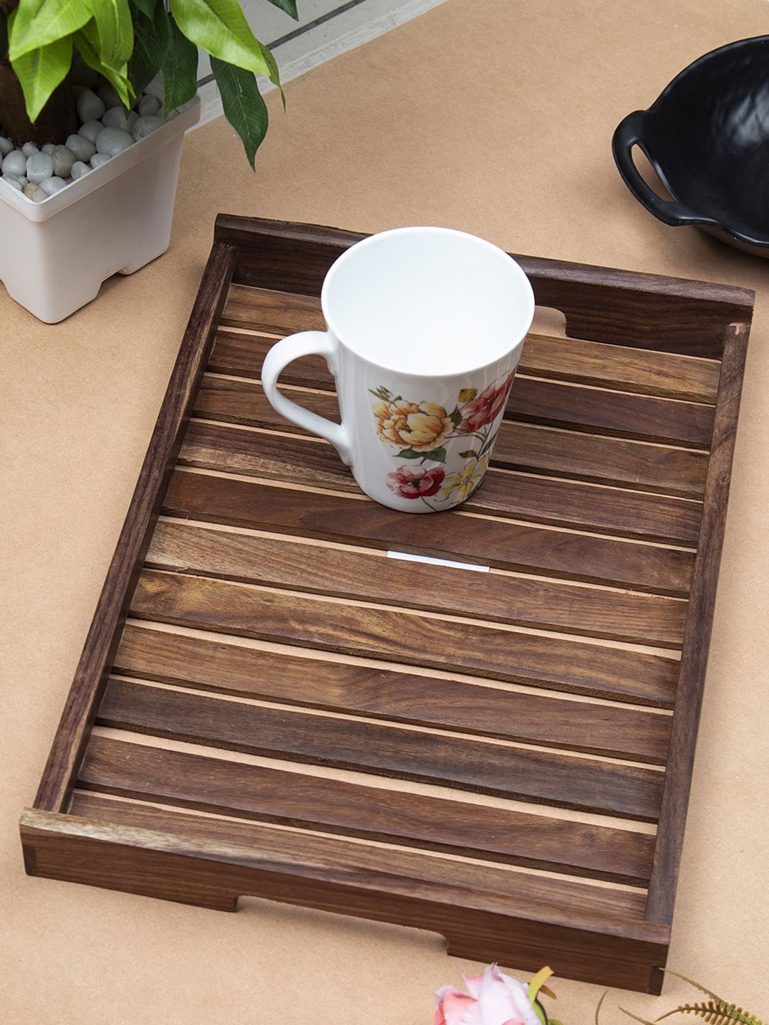 MARKET99 Brown Solid Sheesham Wood Tray Price in India