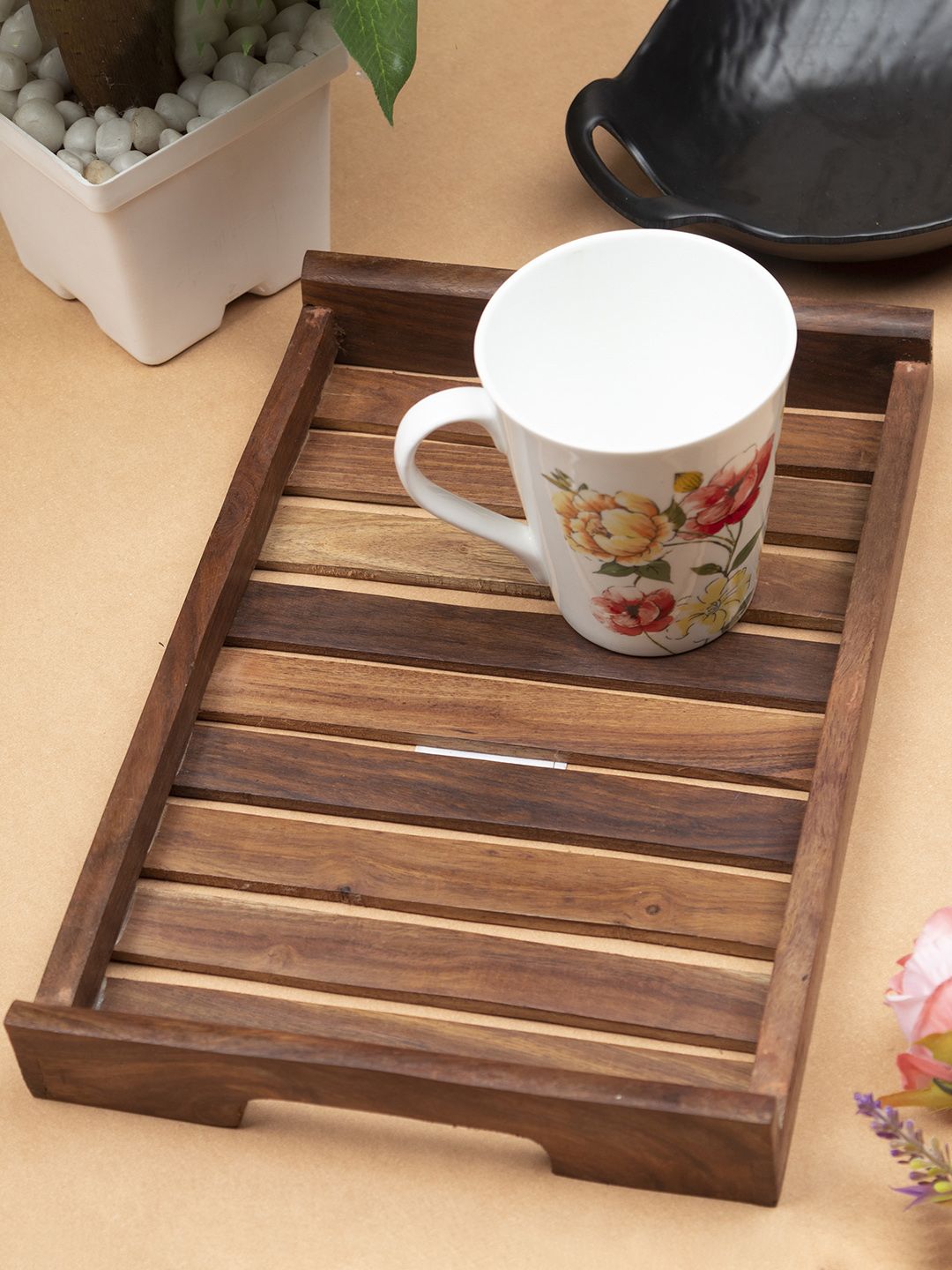 MARKET99 Brown Wooden Serving Tray Price in India