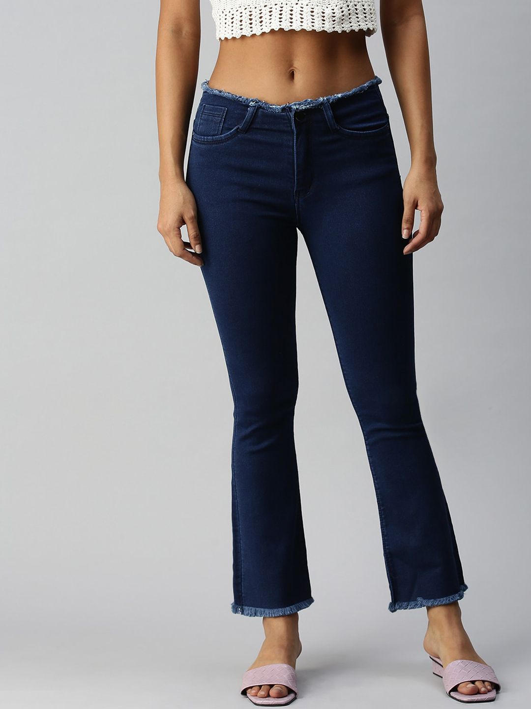 SHOWOFF Women Blue Bootcut High-Rise Stretchable Jeans Price in India