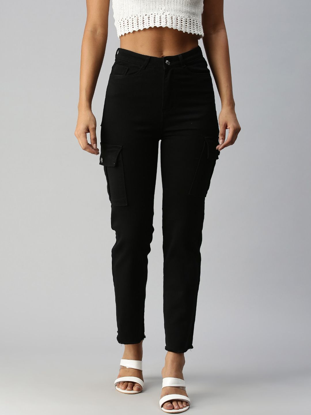 SHOWOFF Women Black Straight Fit Stretchable Jeans Price in India