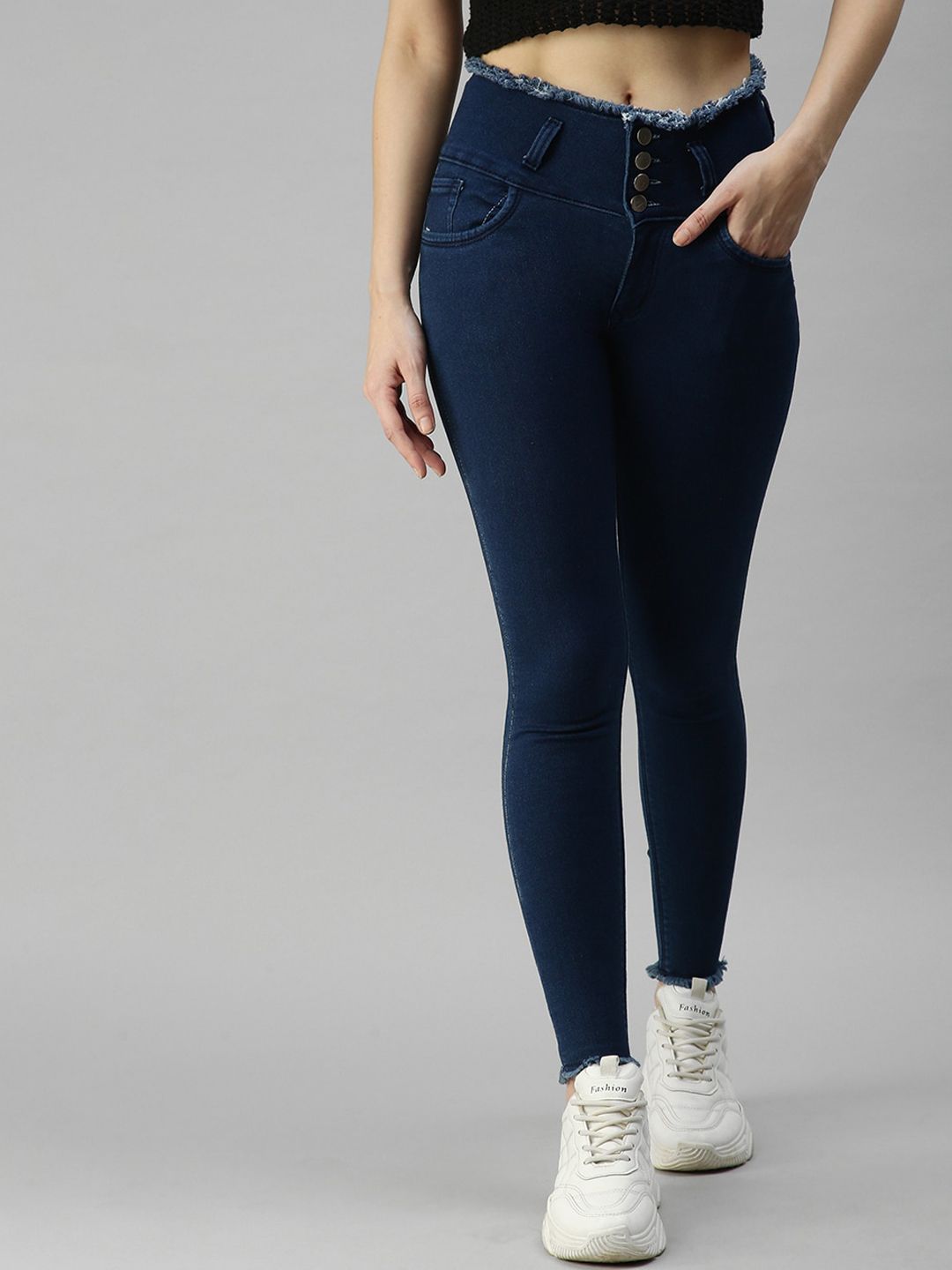 SHOWOFF Women Blue Super Skinny Fit High-Rise Stretchable Jeans Price in India